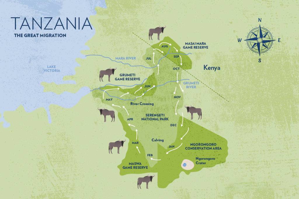 Tanzania great migration map
